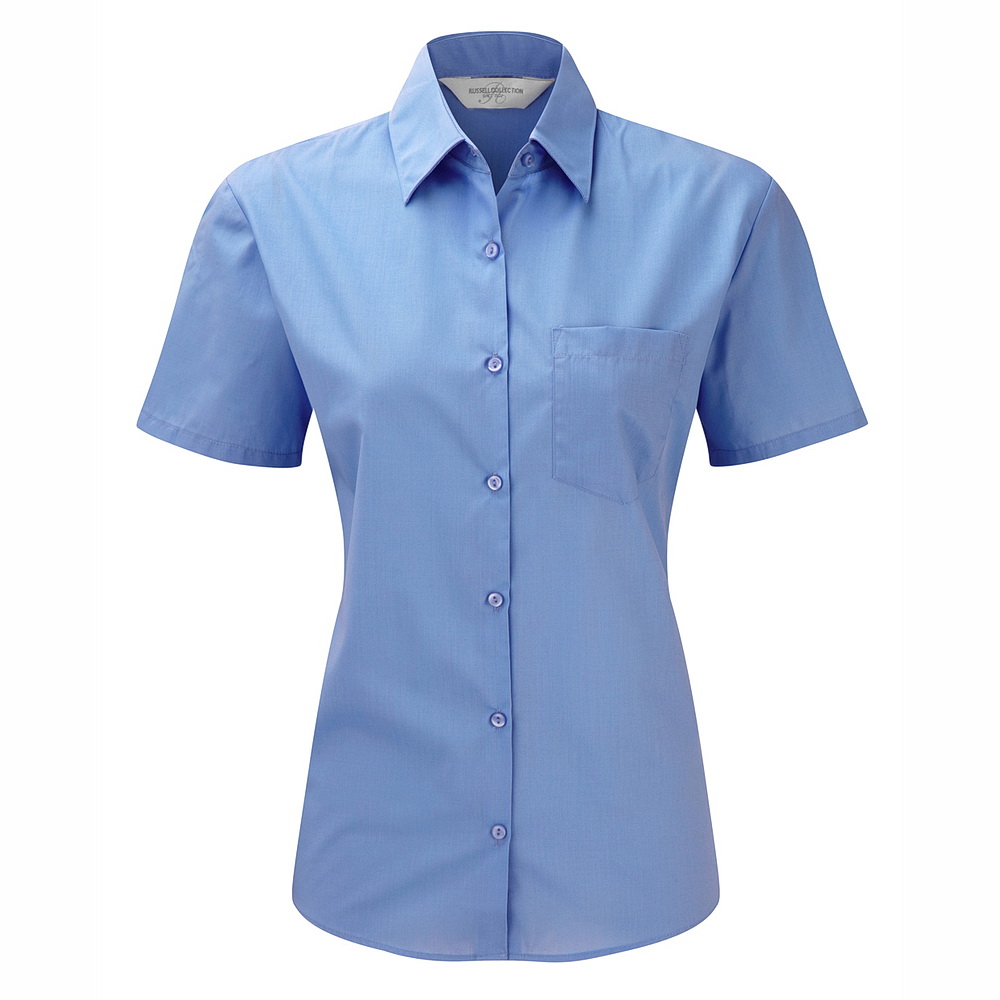 R935F-Ladies SS PolyCotton Poplin Shirt